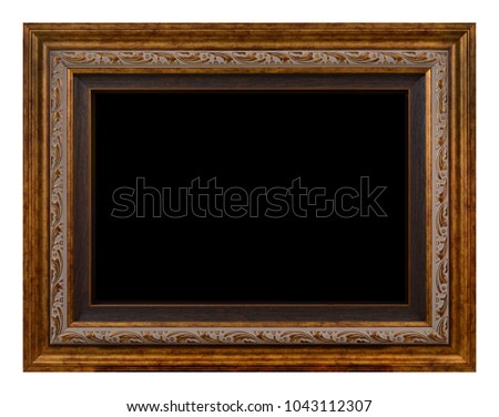Antique gold frame isolated on the white background