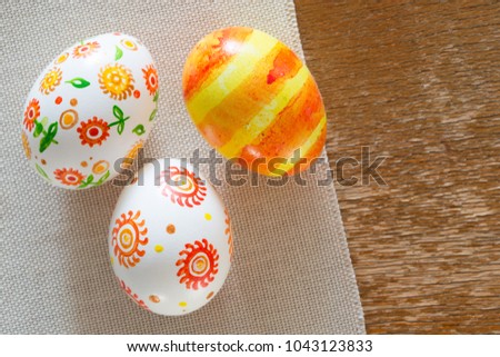 Beautiful background of Easter eggs hand painted