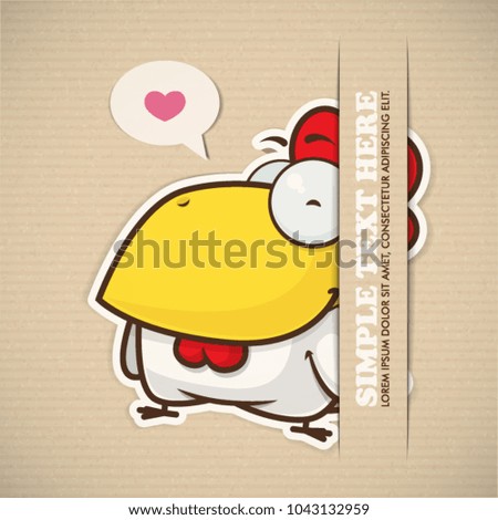 Cartoon rooster character cut out from paper. Vector collection.