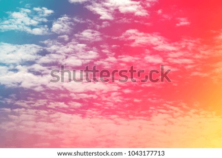 Clouds in bright colorful tinting. Sun and cloud background with pastel.