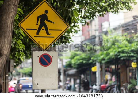 Beware of people crossing the street and no parking in Bangkok ,Thailand