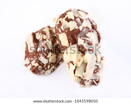 Assortment of chocolate candies sweets isolated on a white background. Chocolate candies collection. Milk chocolate.