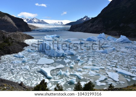 Lake Grey and the Grey Glacier in the Southern Patagonian Ice field, Torres del Paine National Park, Chile