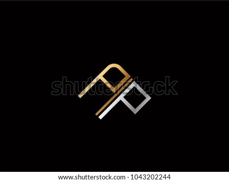 PP square shape Letter logo Design in silver gold color
