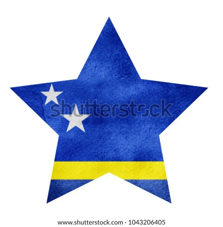 Watercolor star flag background. Curacao