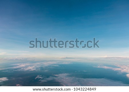 Beautiful blue sky and cloud view from airplane.