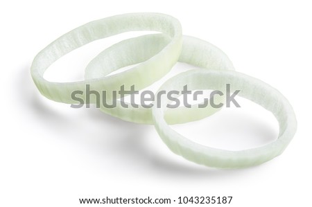 Raw onion slice rings isolated on white background Clipping Path Royalty-Free Stock Photo #1043235187