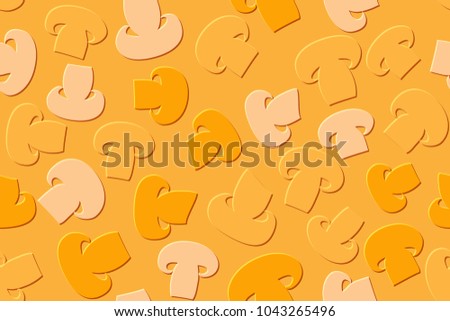 Seamless pattern of the embossed mushrooms. Orange and beige