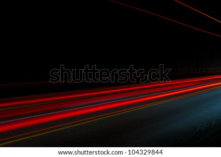 Car light trails in the tunnel. Very art image . Long exposure photo taken in a tunnel below Veliko Tarnovo