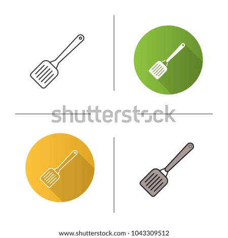 Kitchen spatula icon. Flat design, linear and color styles. Isolated vector illustrations