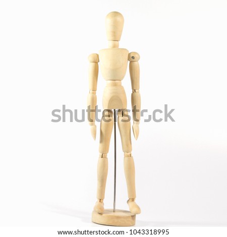 Robot wood Toys Yellow and white background