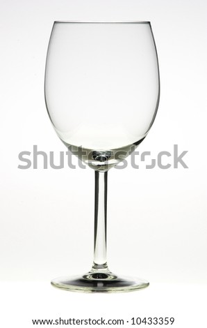 Empty glass of wine on white backround