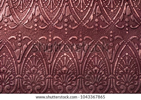 Dark red ornament, wine color background, acrylic painted picture