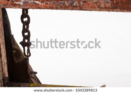 stylish background with rusty chain and old metal frame