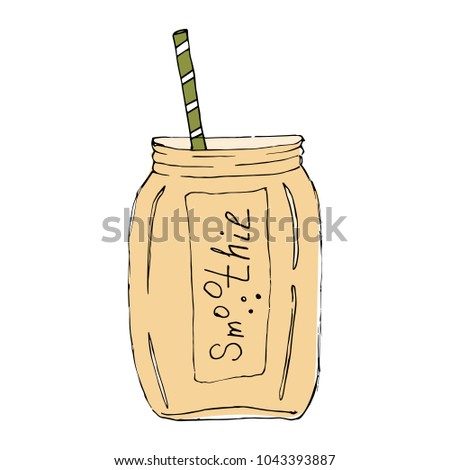 Smoothie icon in hand drawn style. For print, package, menu. Vector illustration