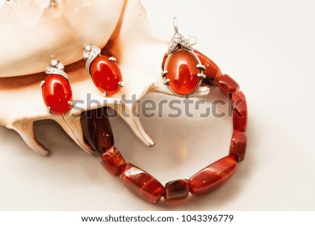 Women's jewelry made of natural stone.