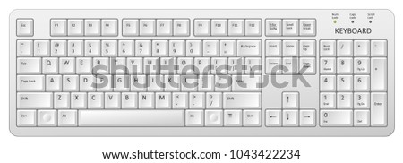 vector white pc keyboard, keyboard is very useful tool for personal computer, it is necessary to write words Royalty-Free Stock Photo #1043422234