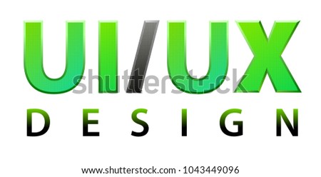 Lettering composition of ui/ux design icon. Gree and black color