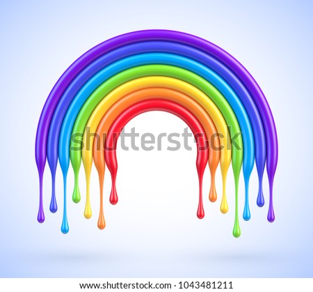 Vector colorful rainbow arch with dripping paint