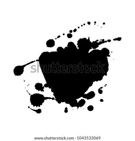 Isolated silhouette of a black ink blob. Grunge element for design. 