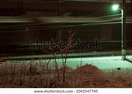 Winter landscape at night.