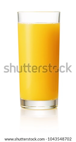 single glass of orange juice isolated on white background Royalty-Free Stock Photo #1043548702