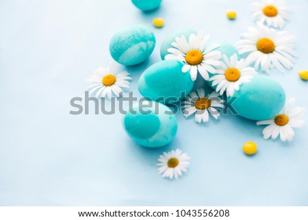 colorful easter eggs with daisy flowers