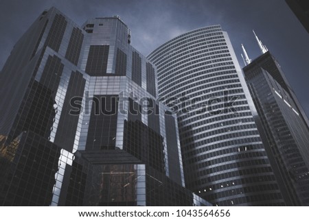 Doom looking office buildings in urban environment