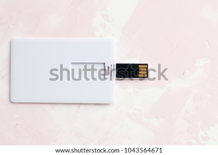 Blank white plastic wafer usb card design mockup.Visiting flash drive namecard mock up. Call-card disk souvenir presentation. Flat wallet credit stick adapter.