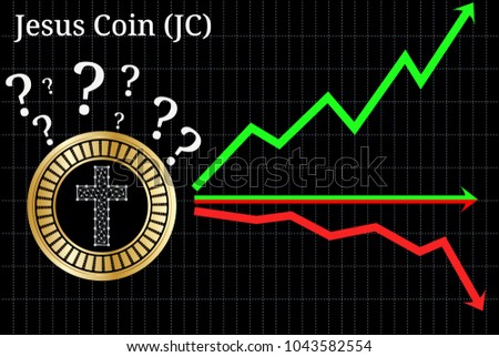 Possible graphs of forecast Jesus Coin (JC) cryptocurrency - up, down or horizontally. Jesus Coin (JC) chart.