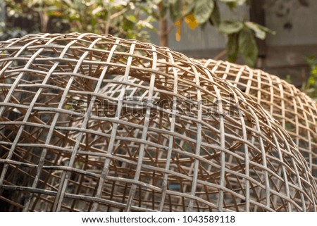 Wicker basket made of bamboo, equipment for chicken in the countryside of Thailand.