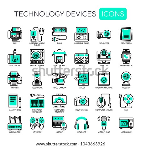 Technology Devices , Thin Line and Pixel Perfect Icons
