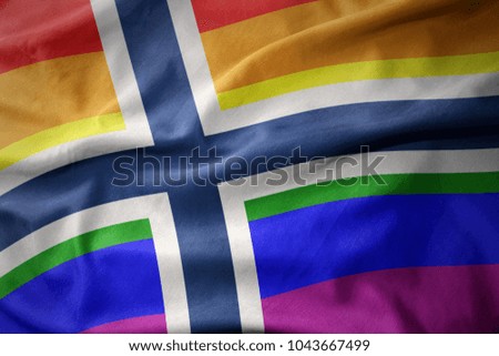 waving norway colorful rainbow gay pride flag banner