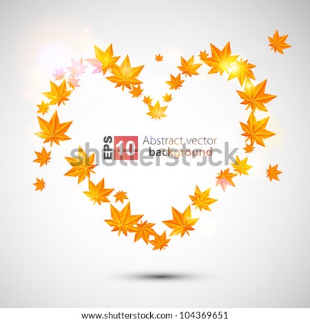 Autumn vector background. Heart form.