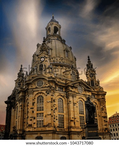 Streets, Buildings,  Dresden City and squares on a beautiful cloudy day