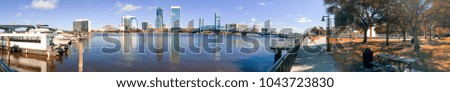 Panoramic view of city skyline with tourists, Jacksonville.