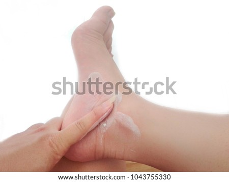 Blurry image ,Clean feet, nails and scrubs with moisturizing cream for wrinkles for good health and hygiene.need blur picture