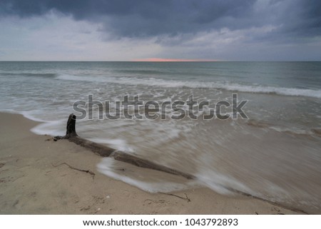 Stormy evening on the beach Weststrand at the Baltic Sea of Darss Peninsula in Germany