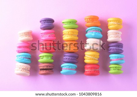 Colorful macarons or macaroons dessert sweet beautiful to eat