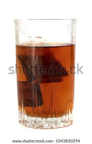 glass with black tea isolated on white background