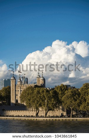 Landscape image of Tower of London on summer day