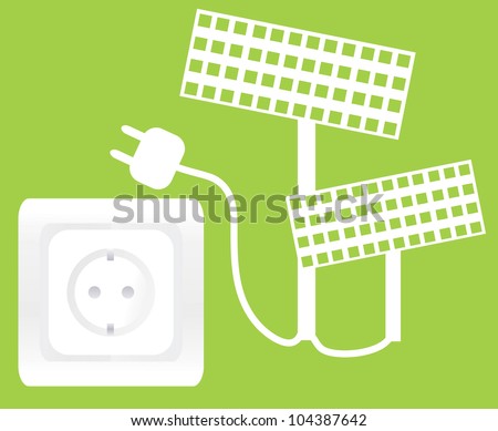 Socket and solar panel ecology energy concept background
