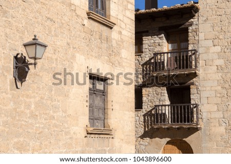 Medieval architecture in Mirambel village Maestrazgo county Teruel Aragon Spain