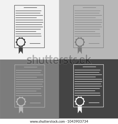Vector set  icon of contract with stamp. Icon important document