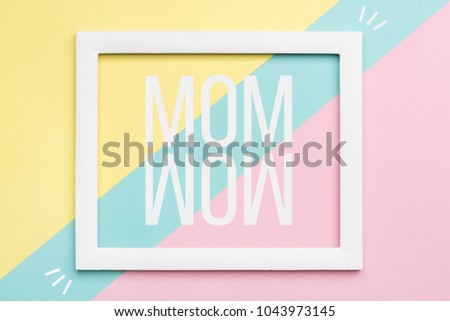 Happy Mother's Day Pastel Coloured Background. Floral flat lay minimalism greeting card.