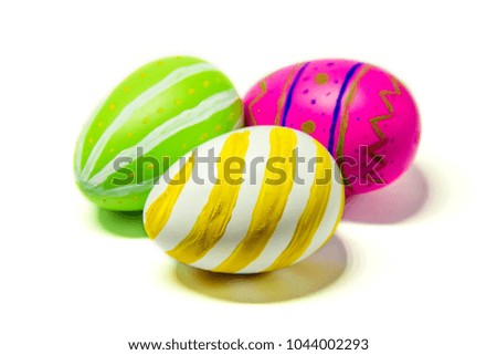 Perfect Easter eggs Hand Made. On white isolated background. Selective focus.