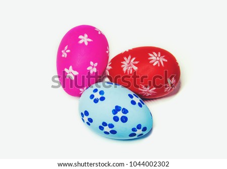 Perfect Easter eggs Hand Made. On white isolated background. Selective focus.