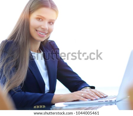 young business woman working on laptop