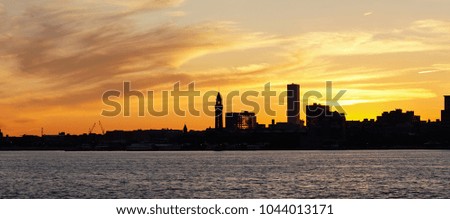 Jersey City Skyline at night as seen from Manhattan, New York City.