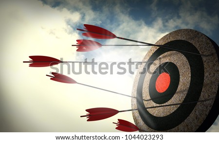 Arrows are not targeted, Failure to attack the target. unsuccessful. Royalty-Free Stock Photo #1044023293